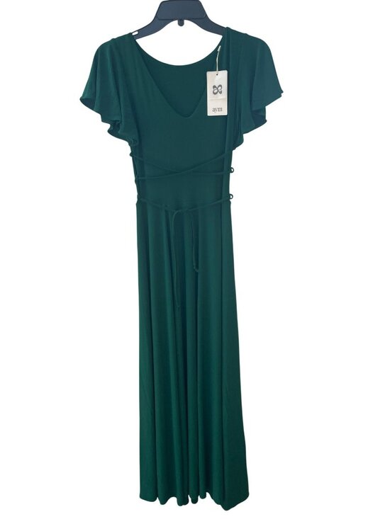 Aym Dresses & Skirts - AYM Ava Maxi Dress Green Flutter Slip Sleeve Wrap Tie Detail Women's Sz S NWT